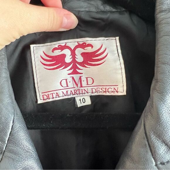 Dita Martin Design Vintage Leather Colorful Stripe Zip Vest Collared Retro - Picture 8 of 10